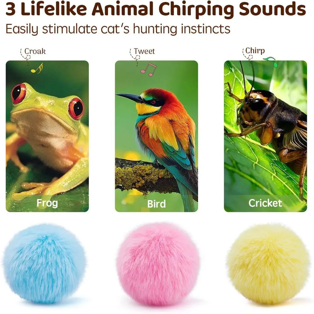 Interactive Chirping Cat Toy Balls With Silvervine Catnip