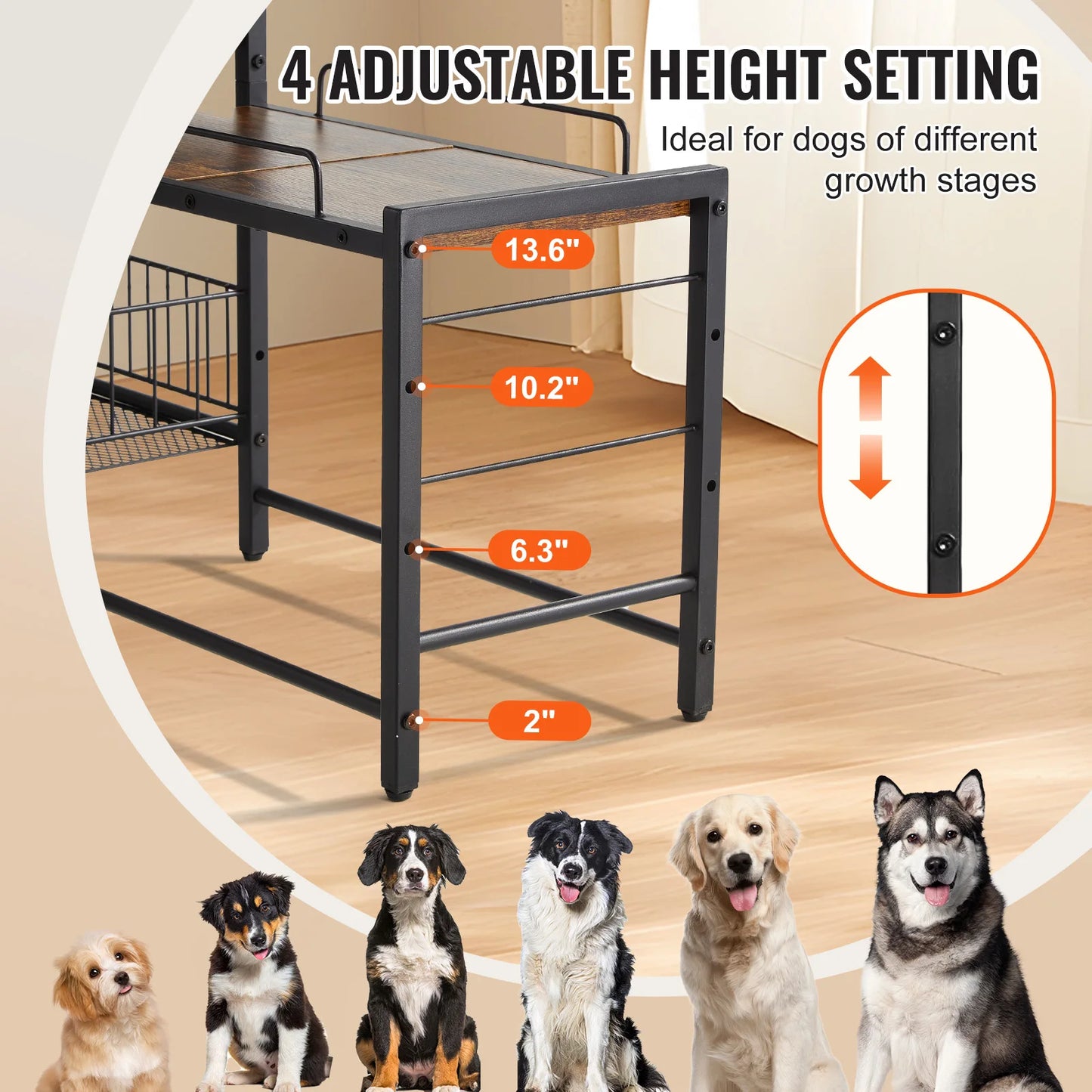 VEVOR Pet Feeding Station With Elevated Dog Bowls And Storage