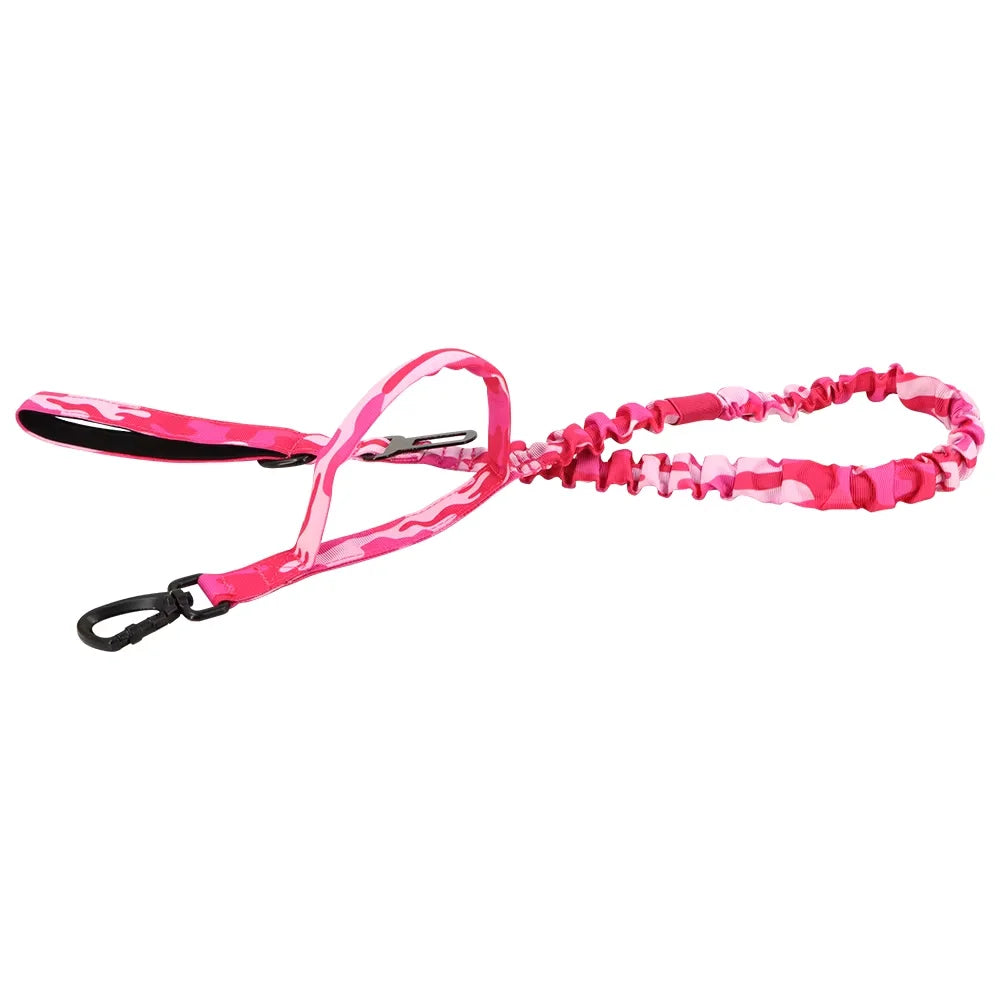 Military Style Tactical Dog Leash With Adjustable Elastic Rope