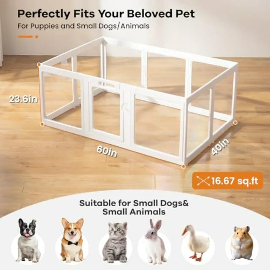 Clear Acrylic Dog Playpen Indoor Pet Pen for Dogs Cats