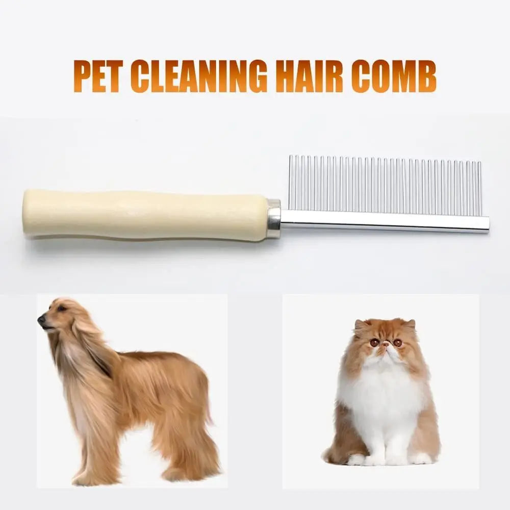 Grooming Comb for Dogs and Cats With Wooden Handle