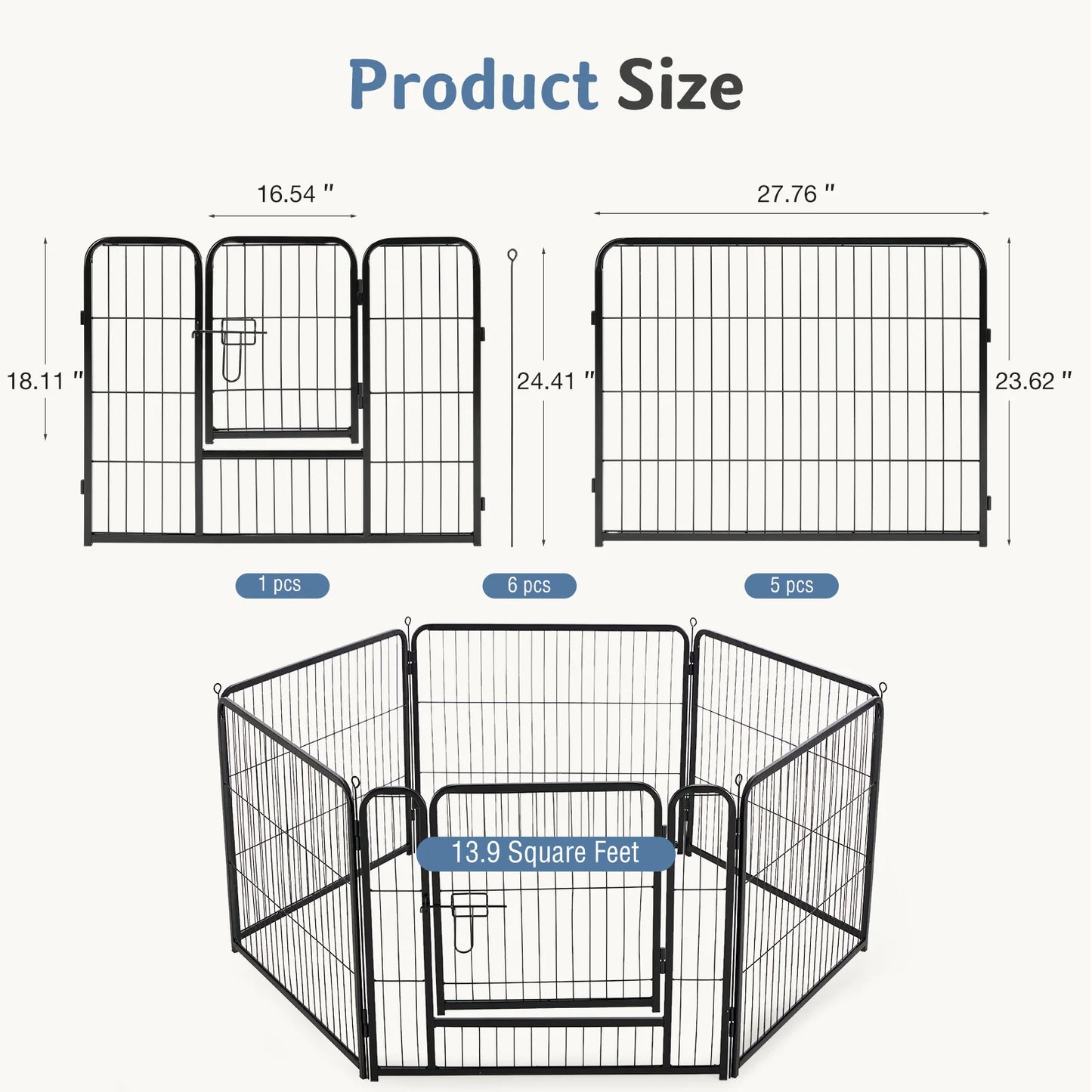JHK Durable Metal Dog Playpen Foldable Outdoor Pet Exercise Fence