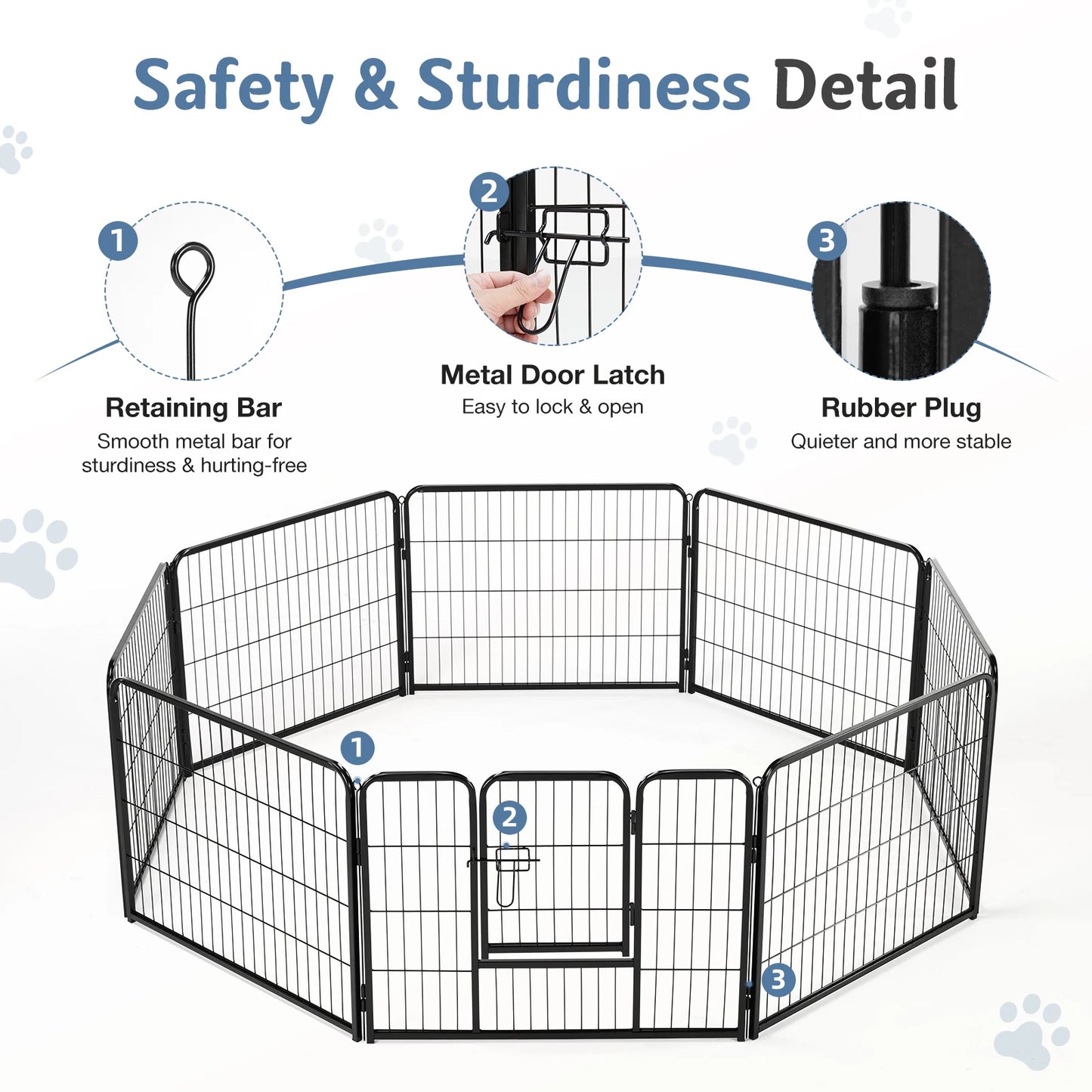 JHK Metal Foldable Dog Playpen Sturdy Pet Exercise Fence