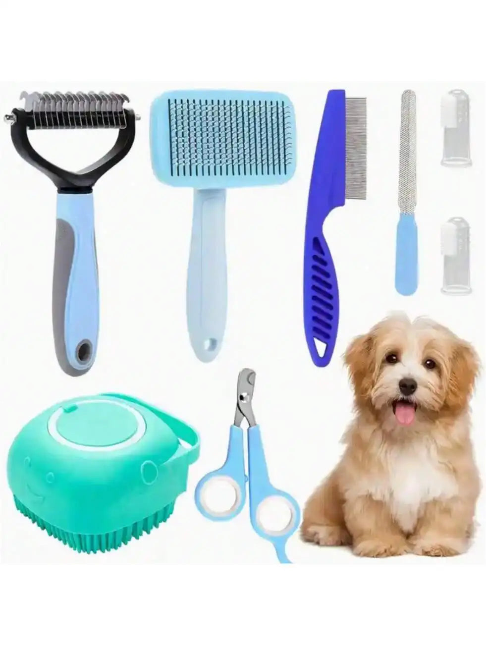 Pet Grooming Kit Nail Clippers Flea Comb And Dental Toothbrush