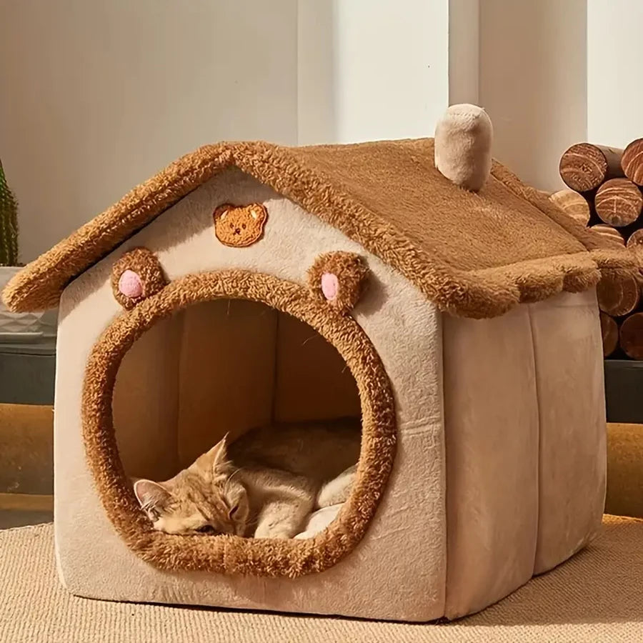 Foldable Pet House Removable Washable Cat And Small Dog Bed