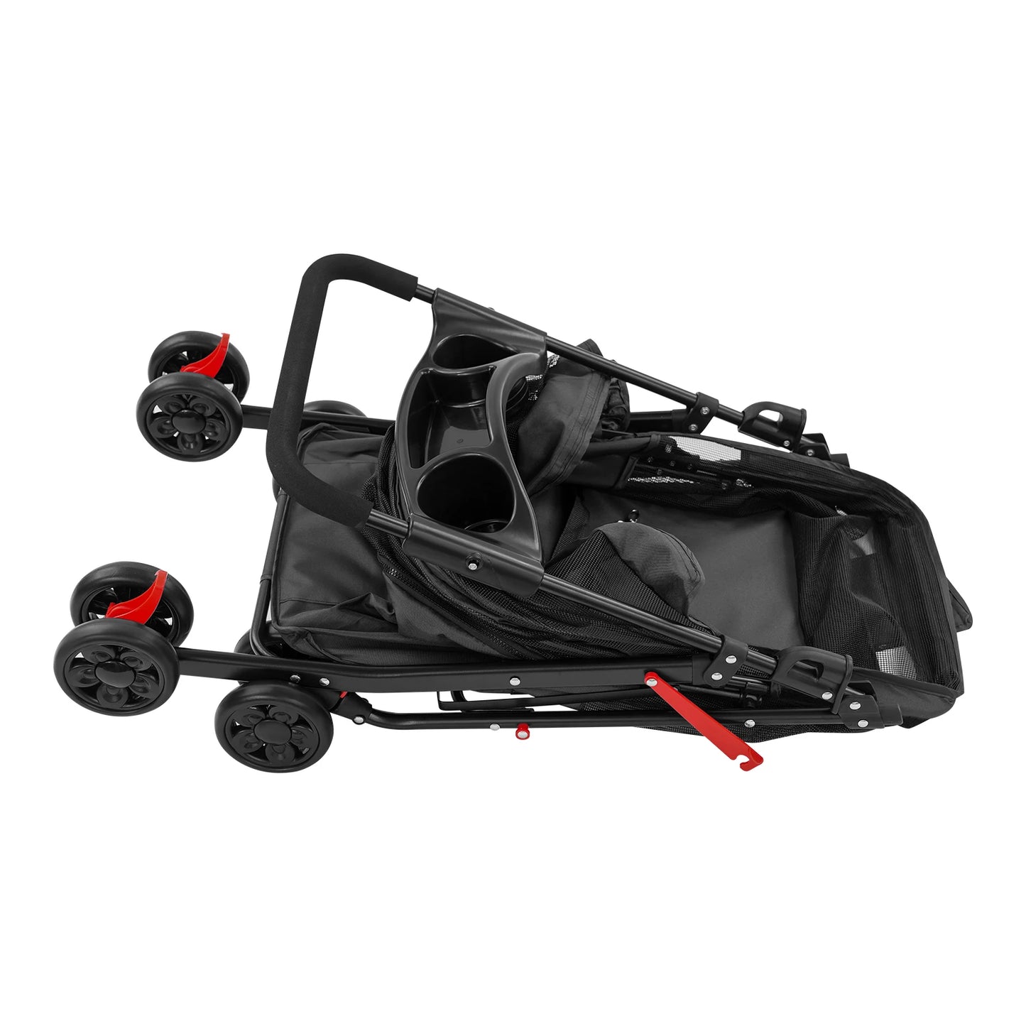 Foldable Pet Travel Cart With Water Cup Holder And Handle