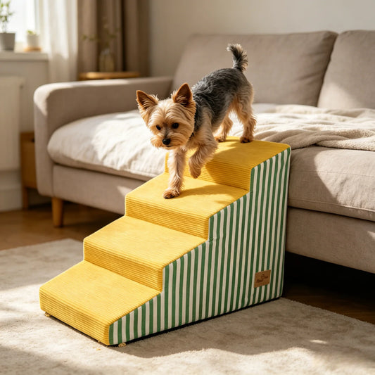 3 to 5 Step Dog Stairs for Bed and Sofa with Foam Ramp