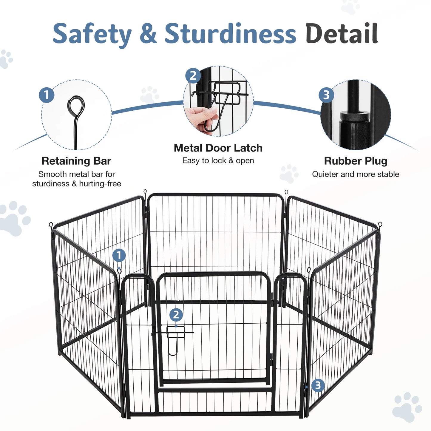 JHK Durable Metal Dog Playpen Foldable Outdoor Pet Exercise Fence