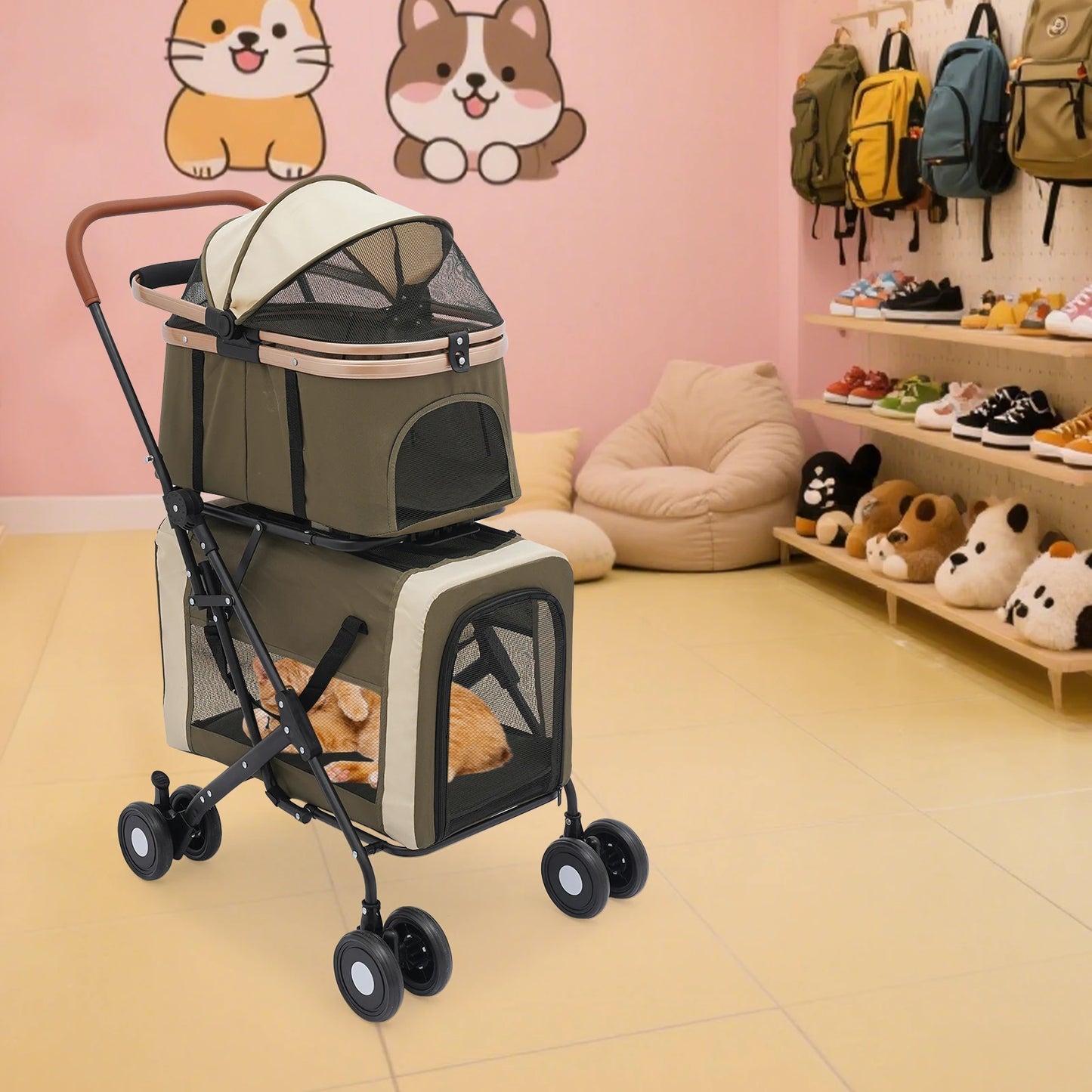 Bymaocar Foldable Pet Stroller For Small And Medium Dogs