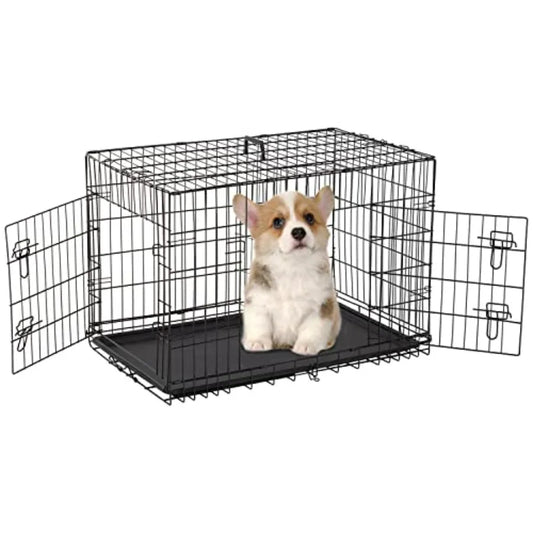 Medium Dog Folding Metal Wire Crate With Double Doors Divider