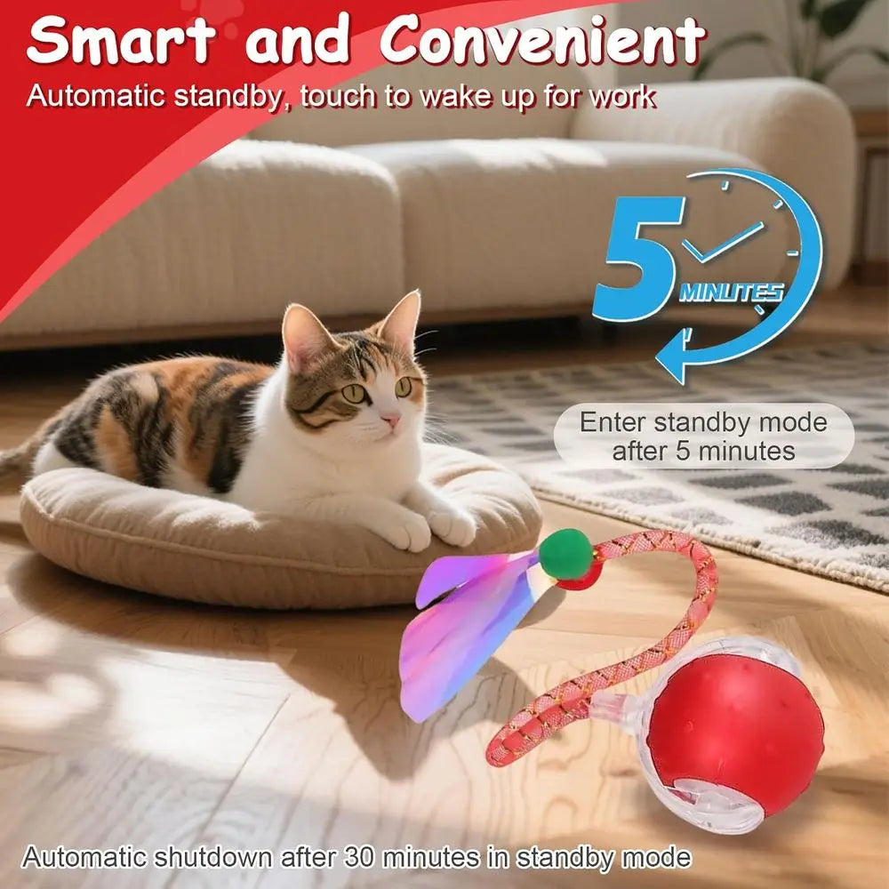Interactive Cat Toy Ball With Auto Rolling And Bird Sounds