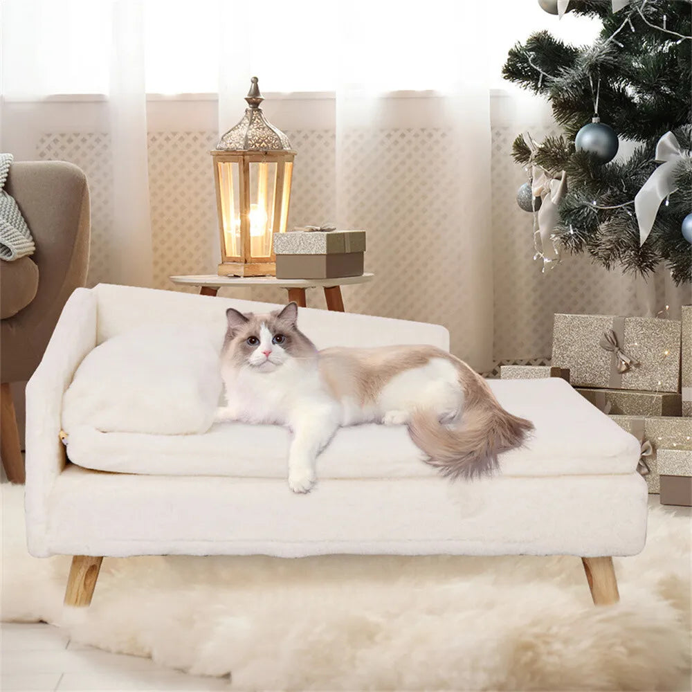 BORWART Luxury Elevated Dog Sofa Bed With Backrest