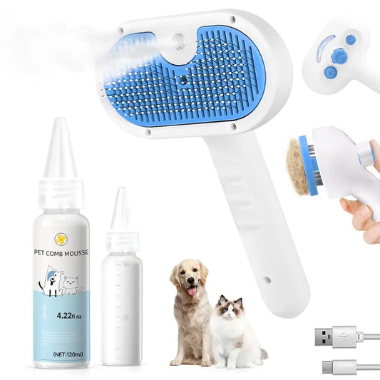 Steam Grooming Brush for Pets Deshedding and Hair Removal