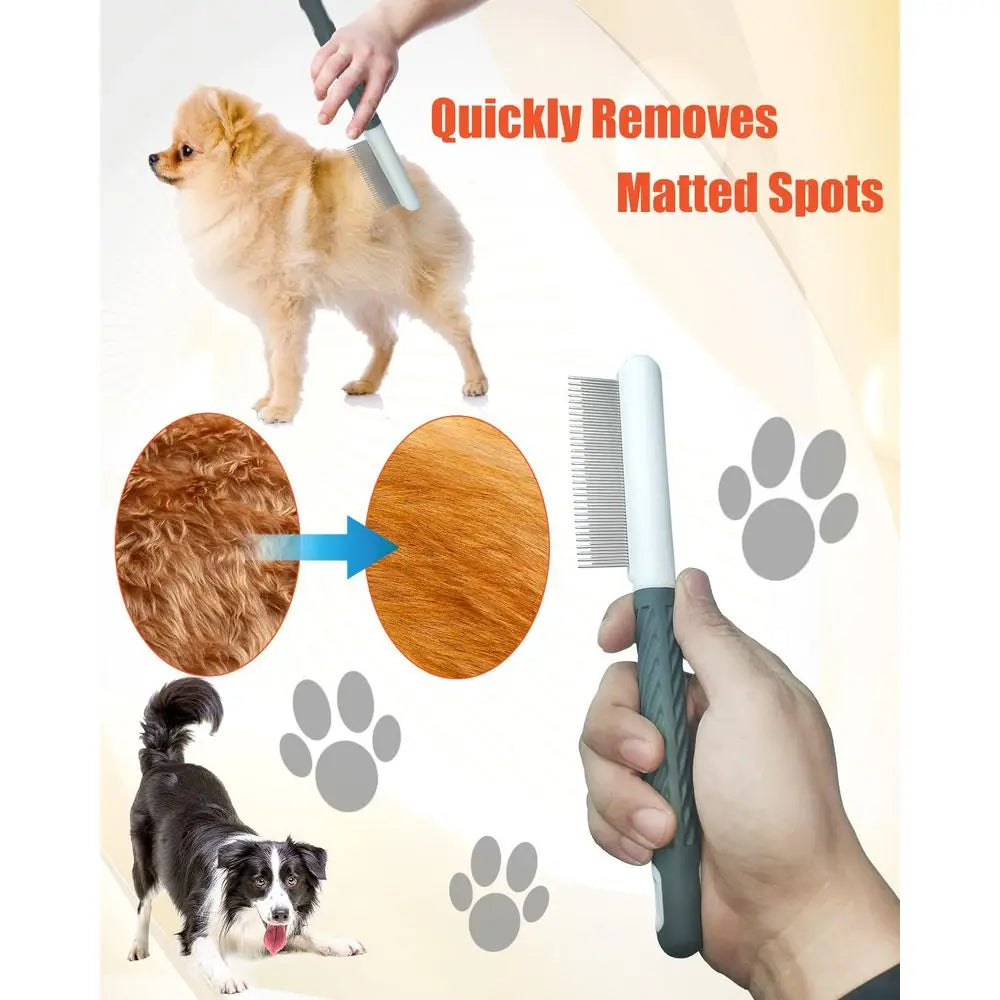 Dual Shape Pet Comb With Stainless Steel Teeth For Dogs And Cats