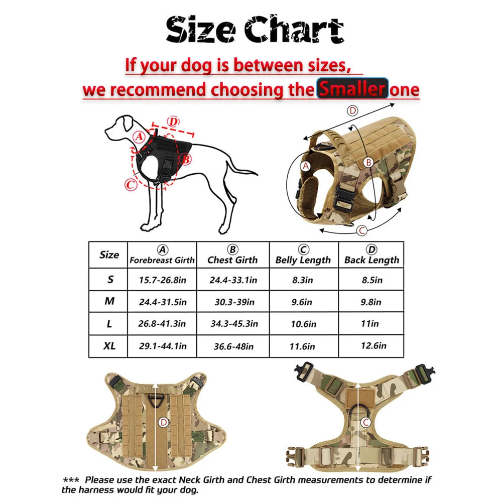 Tactical Dog Harness Leash Set For Large Dogs Training Malinois