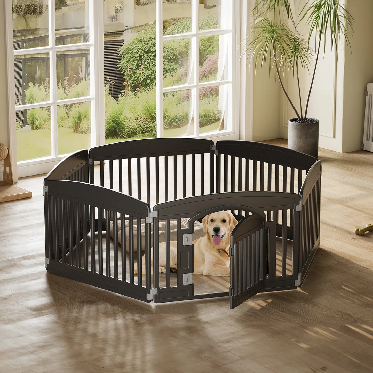 JHK Plastic Expandable Dog Playpen For Indoor And Outdoor Use