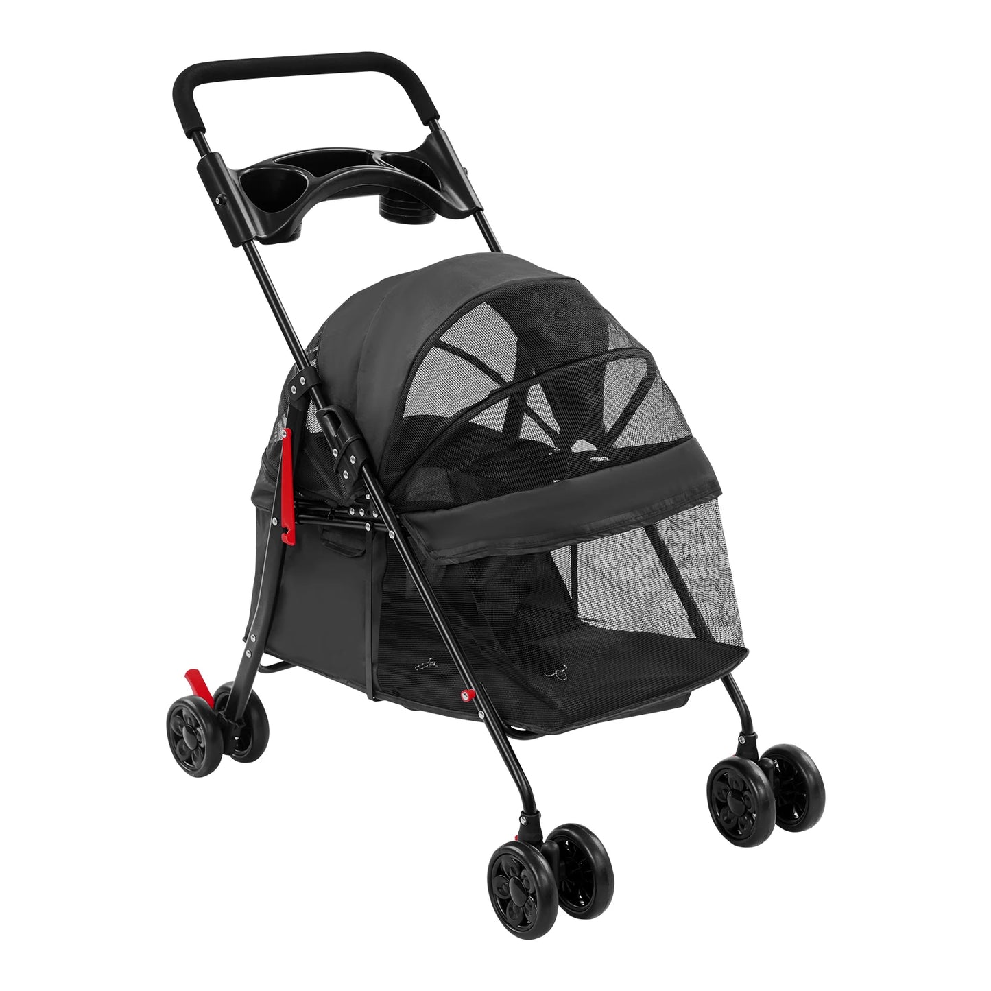 Foldable Pet Travel Cart With Water Cup Holder And Handle