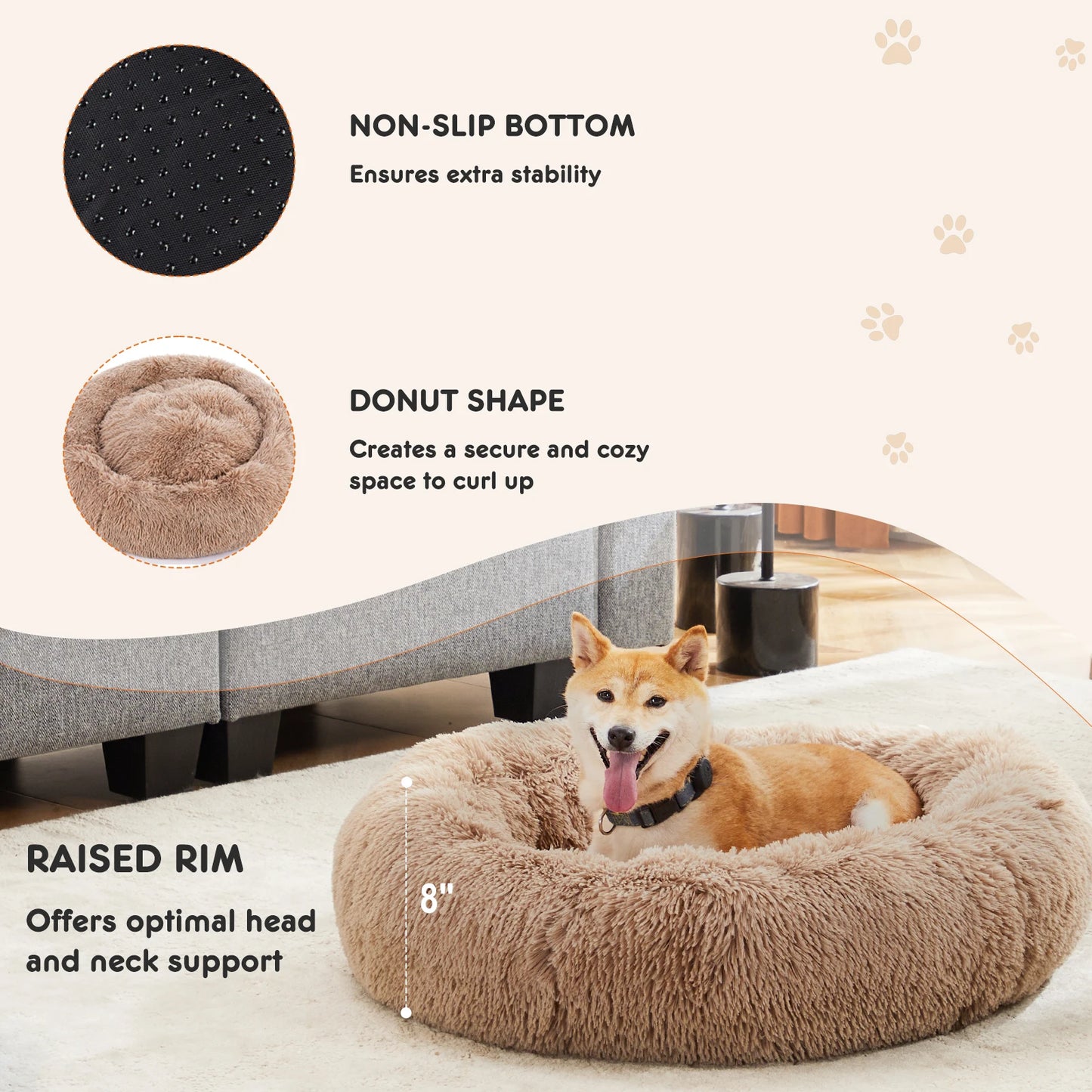 JHK Calming Dog Bed For Medium And Large Dogs Washable