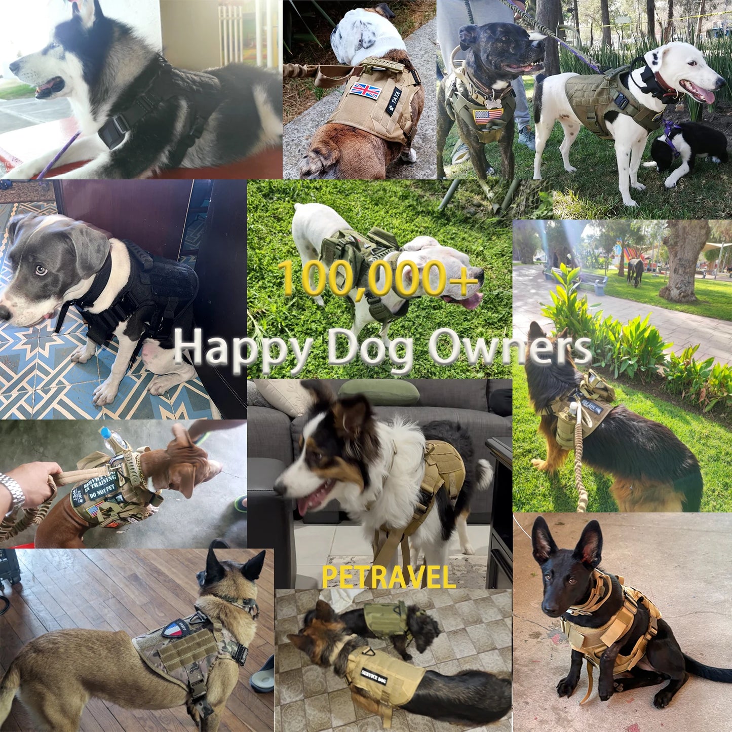 Tactical Dog Harness With Molle Pouches For Medium To Large Dogs