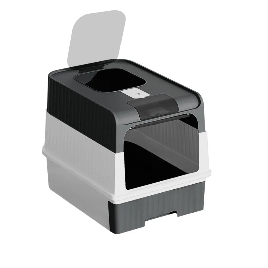 Enclosed Cat Litter Box Removable Front Entry And Top Exit
