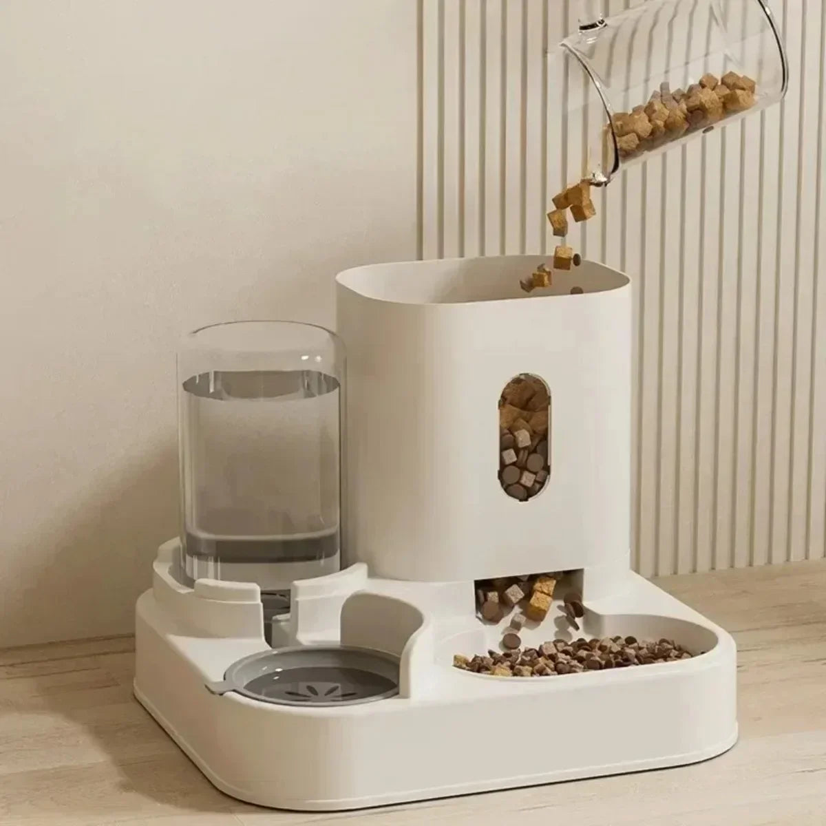 Automatic Pet Feeder And Water Fountain Bowl With Large Capacity