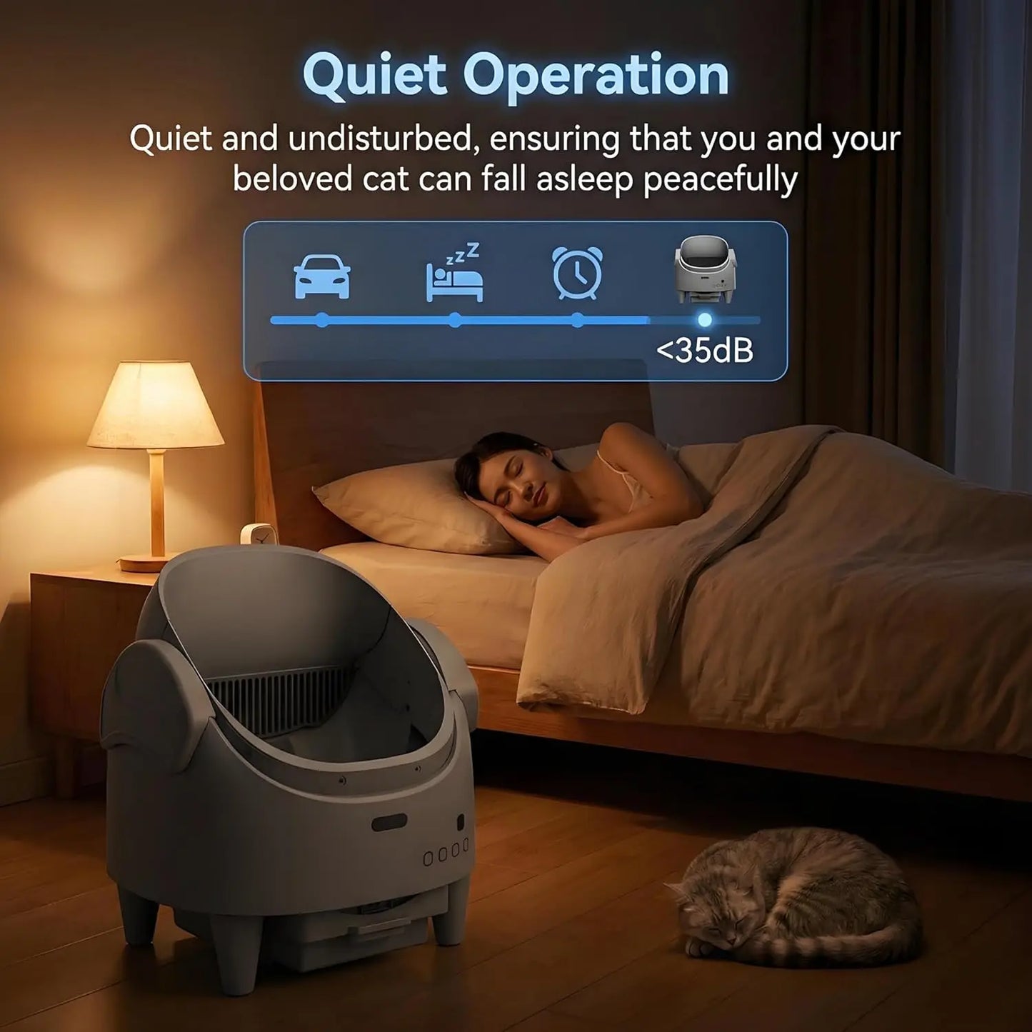 HiMISS Smart Open Automatic Cat Litter Box Self Cleaning WiFi