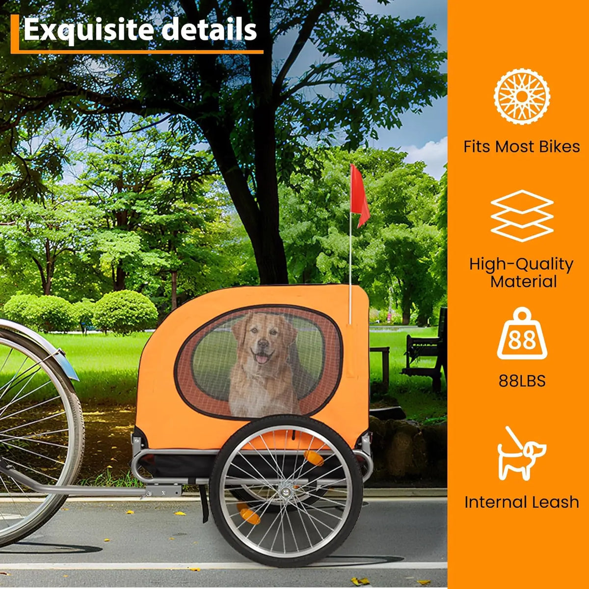 TWISTER.CK Foldable Dog Bike Trailer With Quick Release Universal Coupler