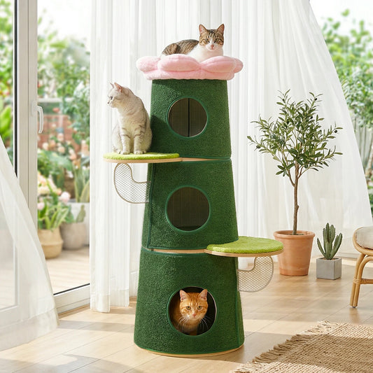 PAWZ Road Modern Cat Tree With Condos Flower Perch