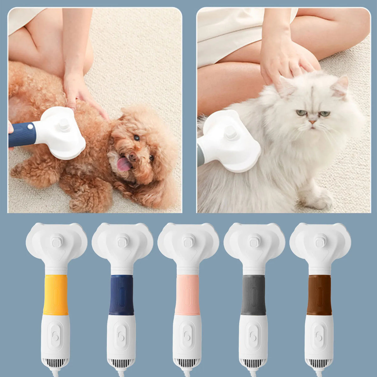 Pet Hair Dryer With Slicker Brush For Cat Grooming