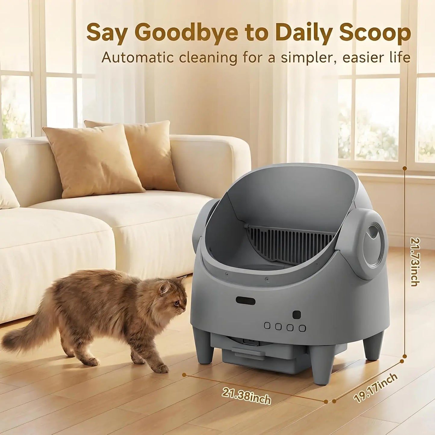 HiMISS Smart Open Automatic Cat Litter Box Self Cleaning WiFi
