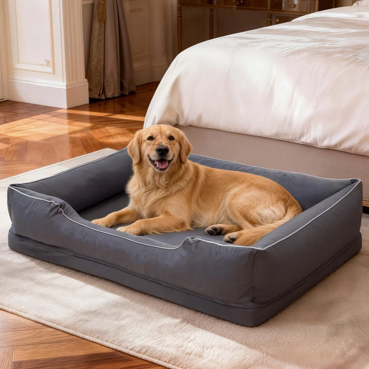 BORWART CN Large Orthopedic Dog Bed Sofa With Bolster Sides