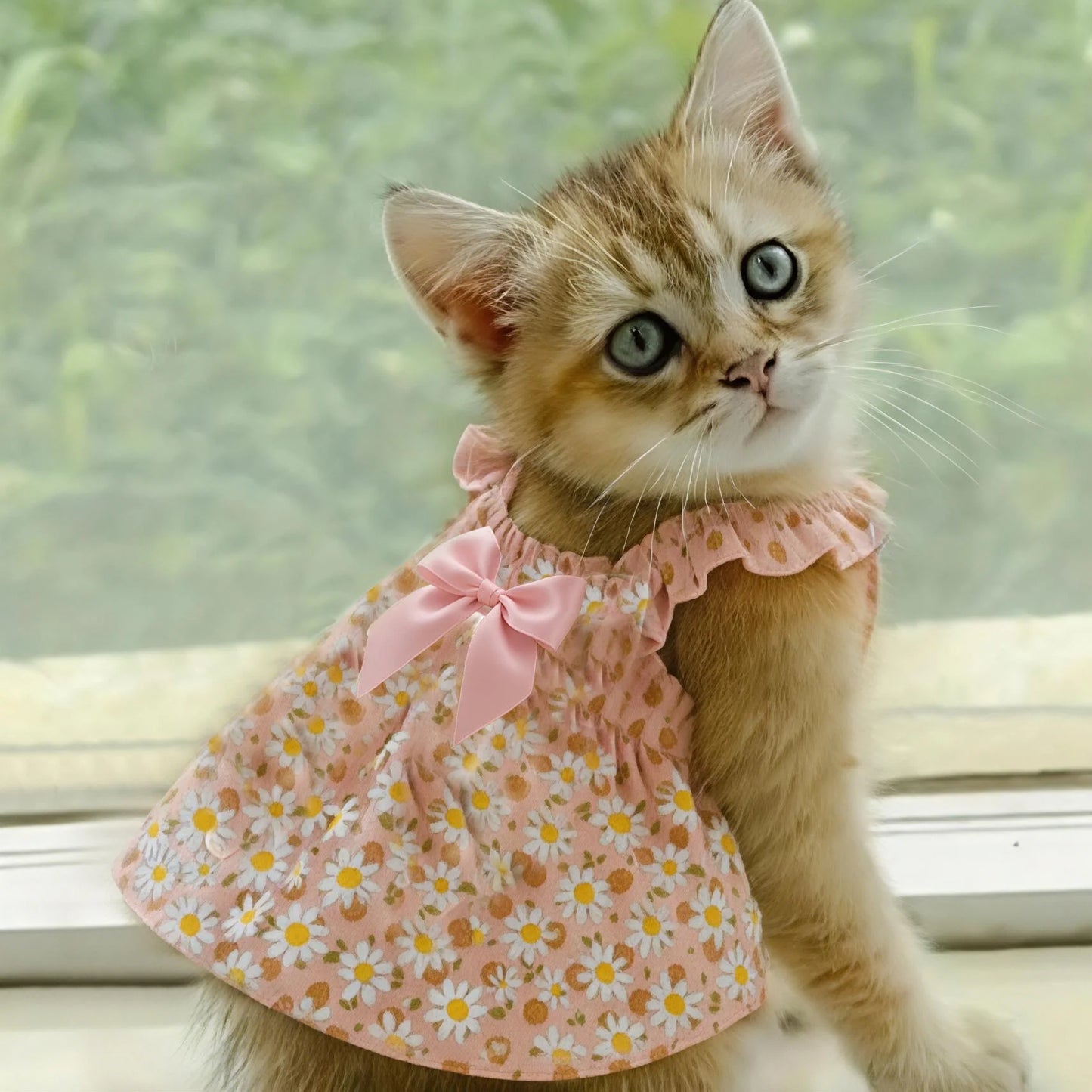 Cat Skirt Dress Floral Print Romantic Style Pet Clothing