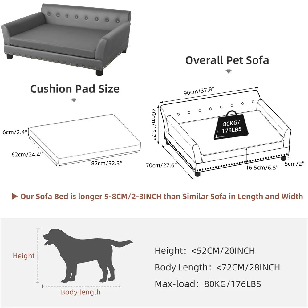 BORWART Heavy Duty Pet Sofa Bed Raised Dog Cat Couch