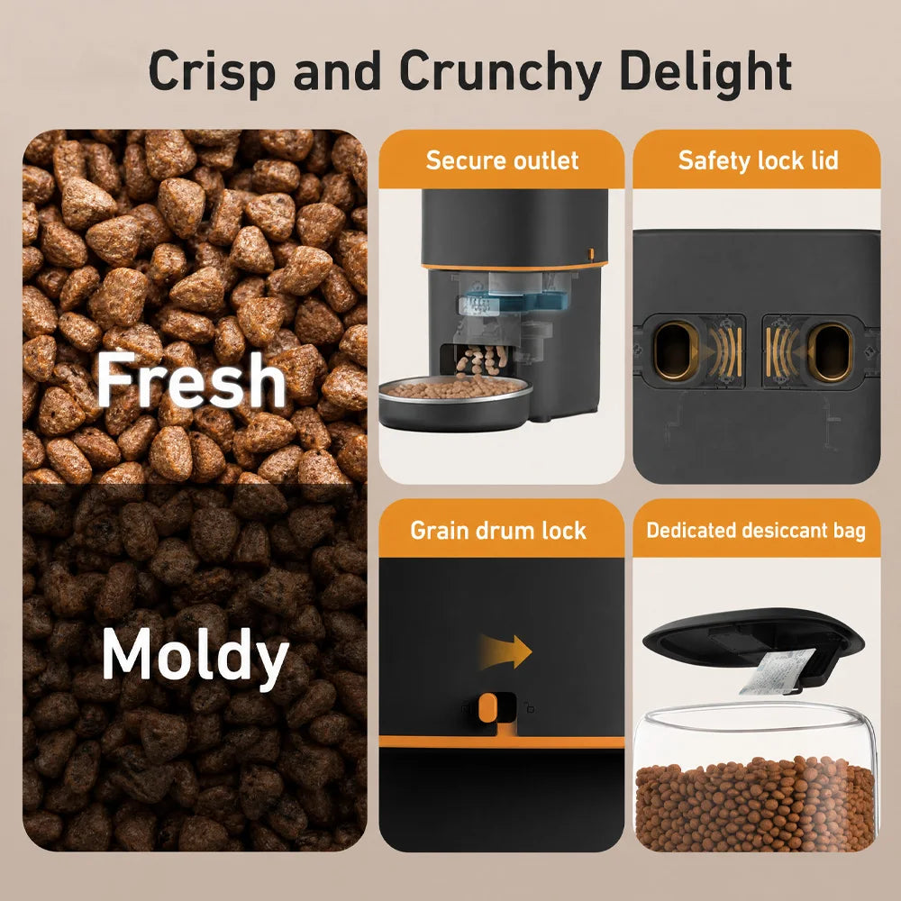 Nityers Automatic Cat Feeder With Timed Dispenser And Stainless Bowl