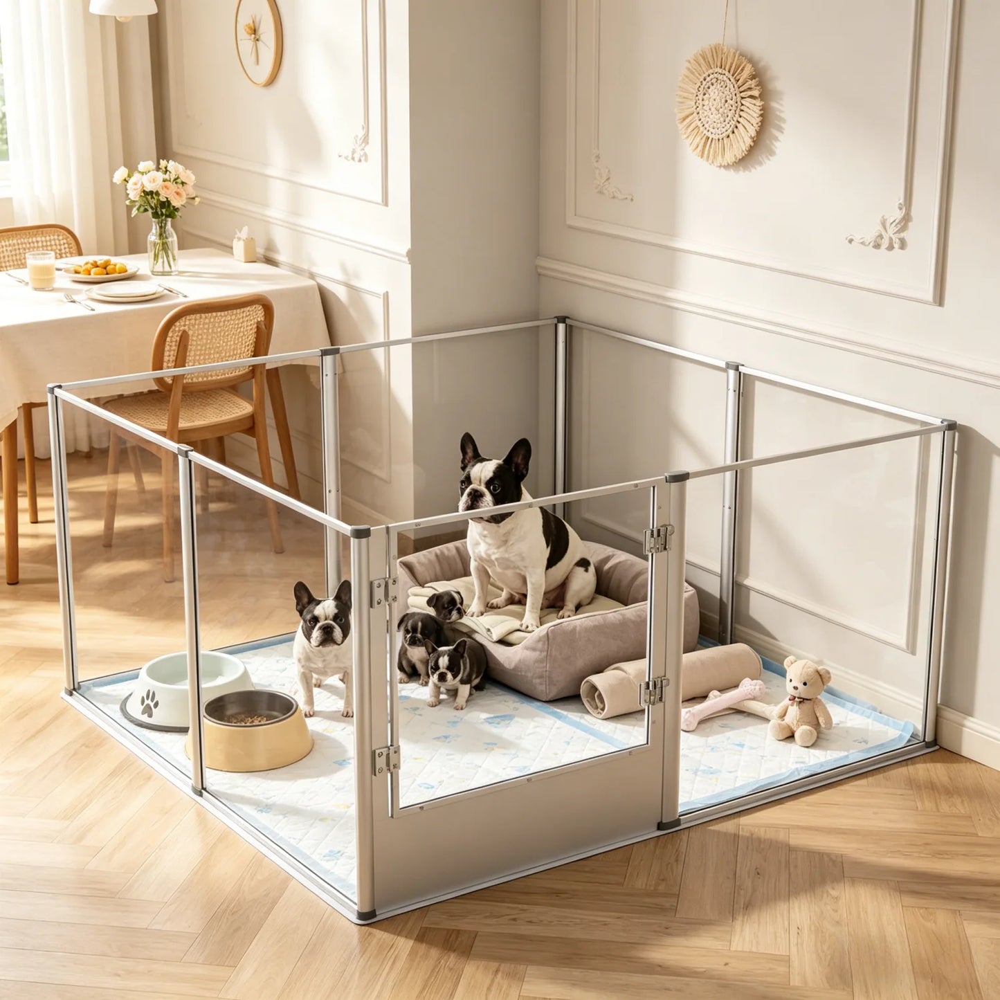 Bingopaw Acrylic Dog Playpen Fence With Waterproof Pad