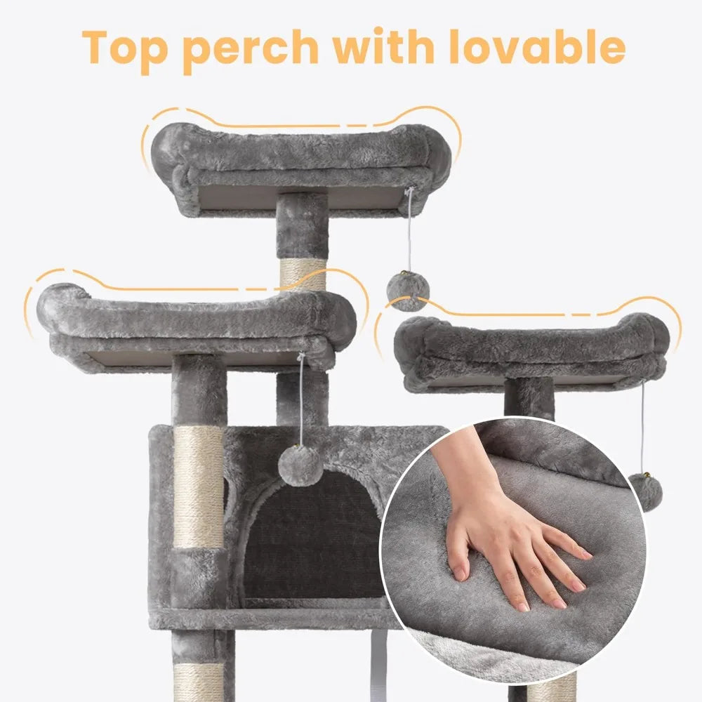 Large Cat Tree For Big Cats Multi Level Tower With Condo And Hammocks
