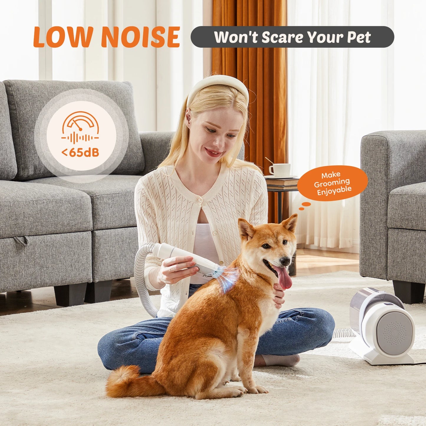 Pet Grooming Vacuum Kit Cordless With 3 Suction Modes