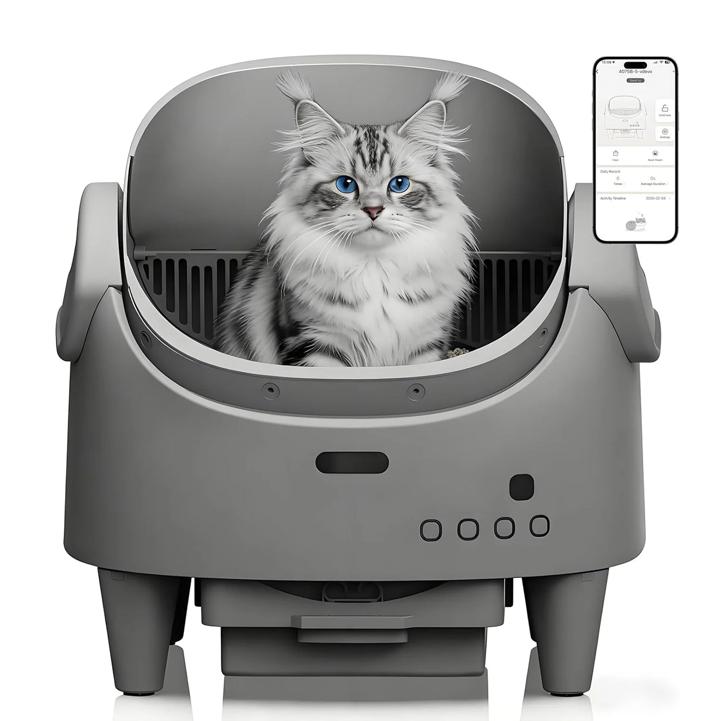 HiMISS Smart Open Automatic Cat Litter Box Self Cleaning WiFi