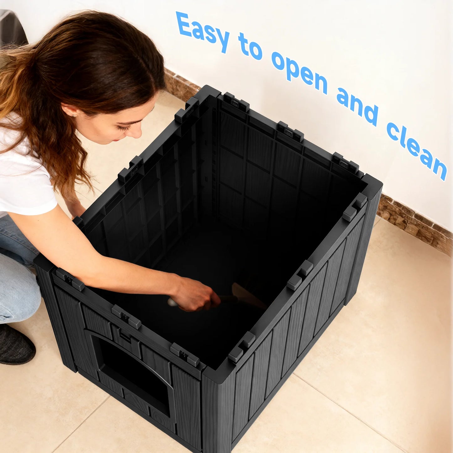 Resin 2-in-1 Waterproof Cat House End Table Indoor/Outdoor Pet Kennel