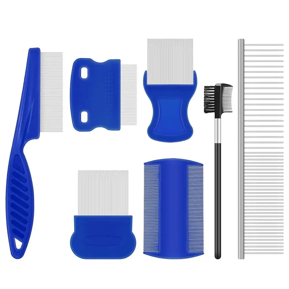 Stainless Steel Pet Grooming Comb Set for Tangles 7 Pack
