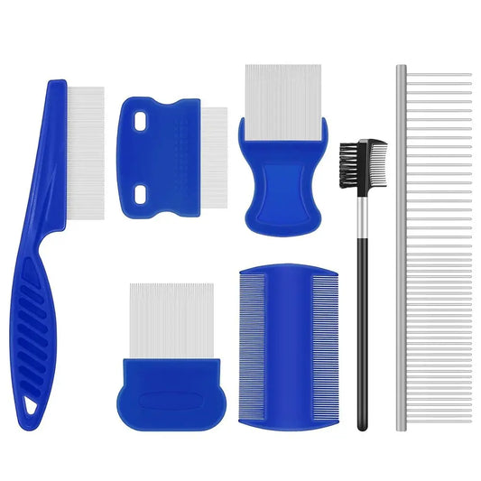 Stainless Steel Pet Grooming Comb Set for Tangles 7 Pack