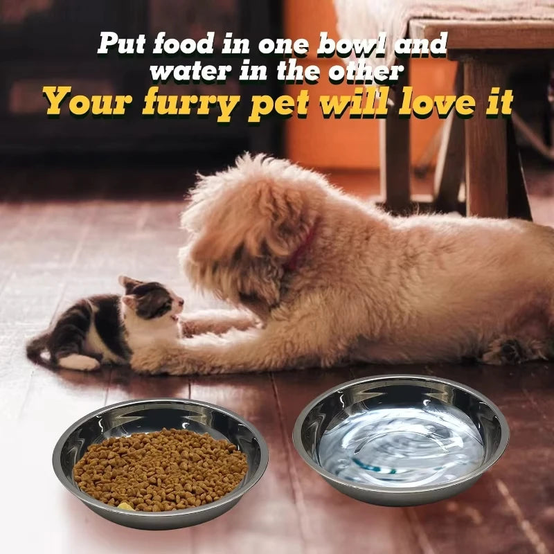 Slip Resistant Stainless Steel Cat Bowl Set With Low Profile Design