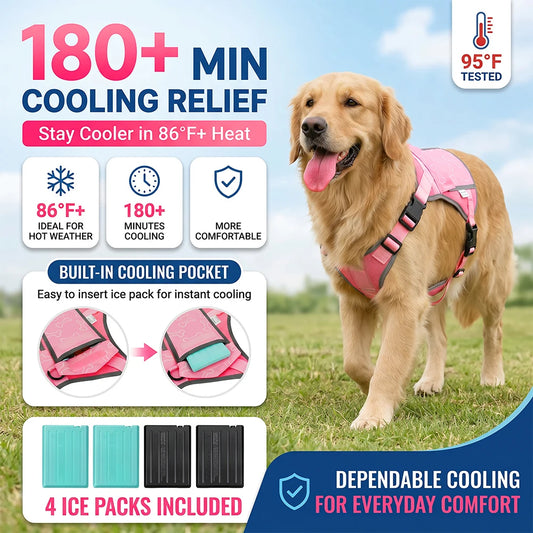 Dog Cooling Vest With Replaceable Cooling Packs For Outdoors