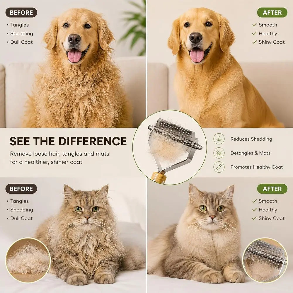 4-In-1 Pet Grooming Kit For Medium To Long Haired Cats And Dogs