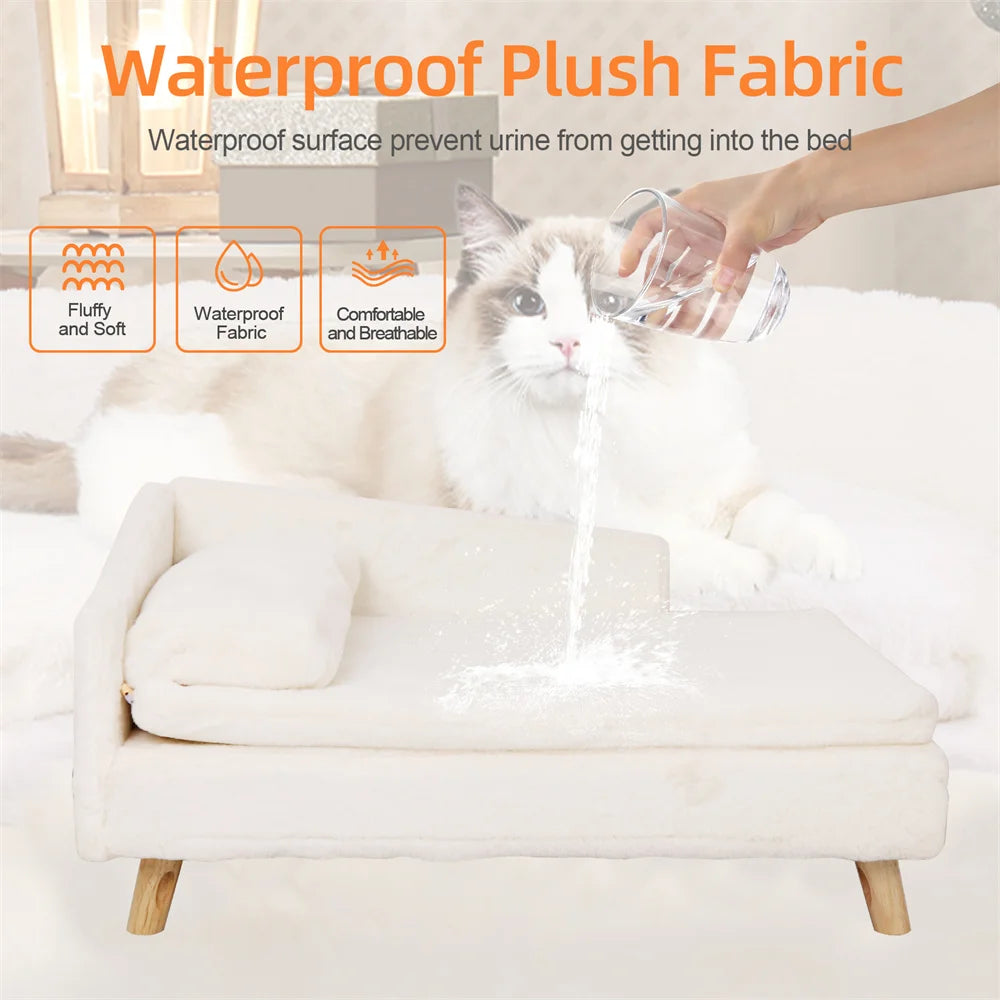 BORWART Luxury Elevated Dog Sofa Bed With Backrest