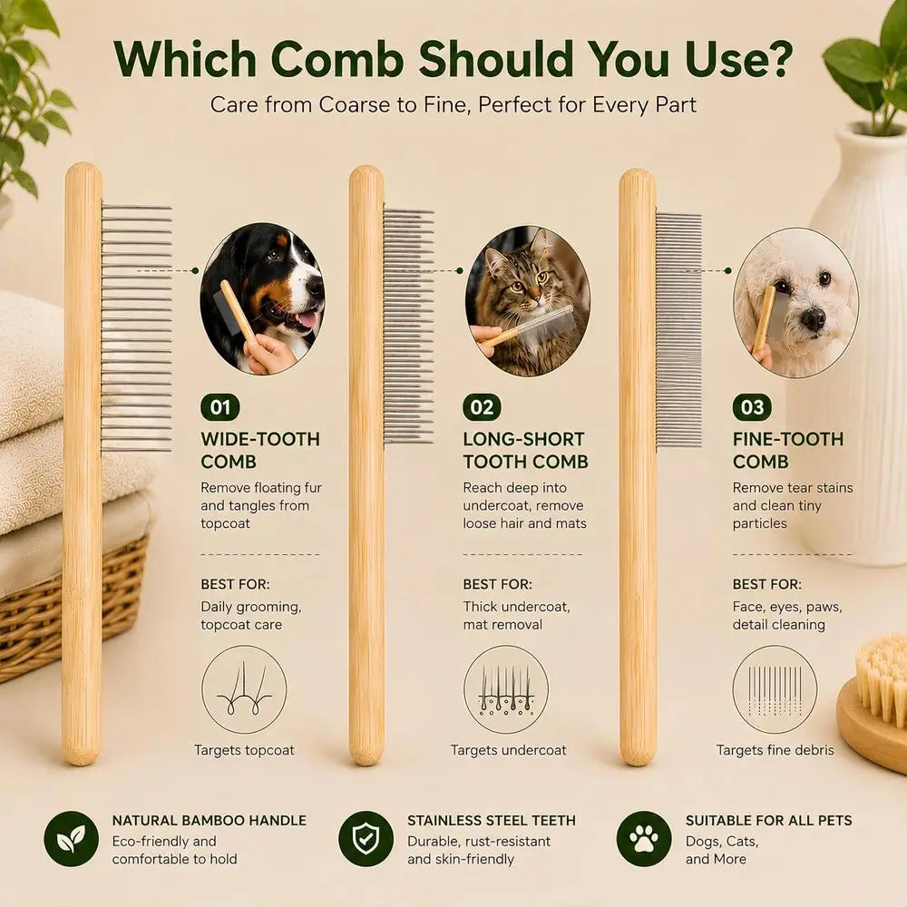 4-In-1 Pet Grooming Kit For Medium To Long Haired Cats And Dogs