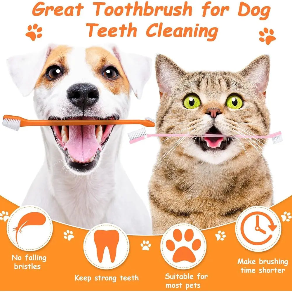 Dog Toothbrush Kit 70-Piece Dual-Head Pet Toothbrush Set