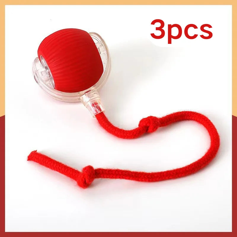 Automatic Rechargeable Cat Rolling Ball Toy With Rope Tail