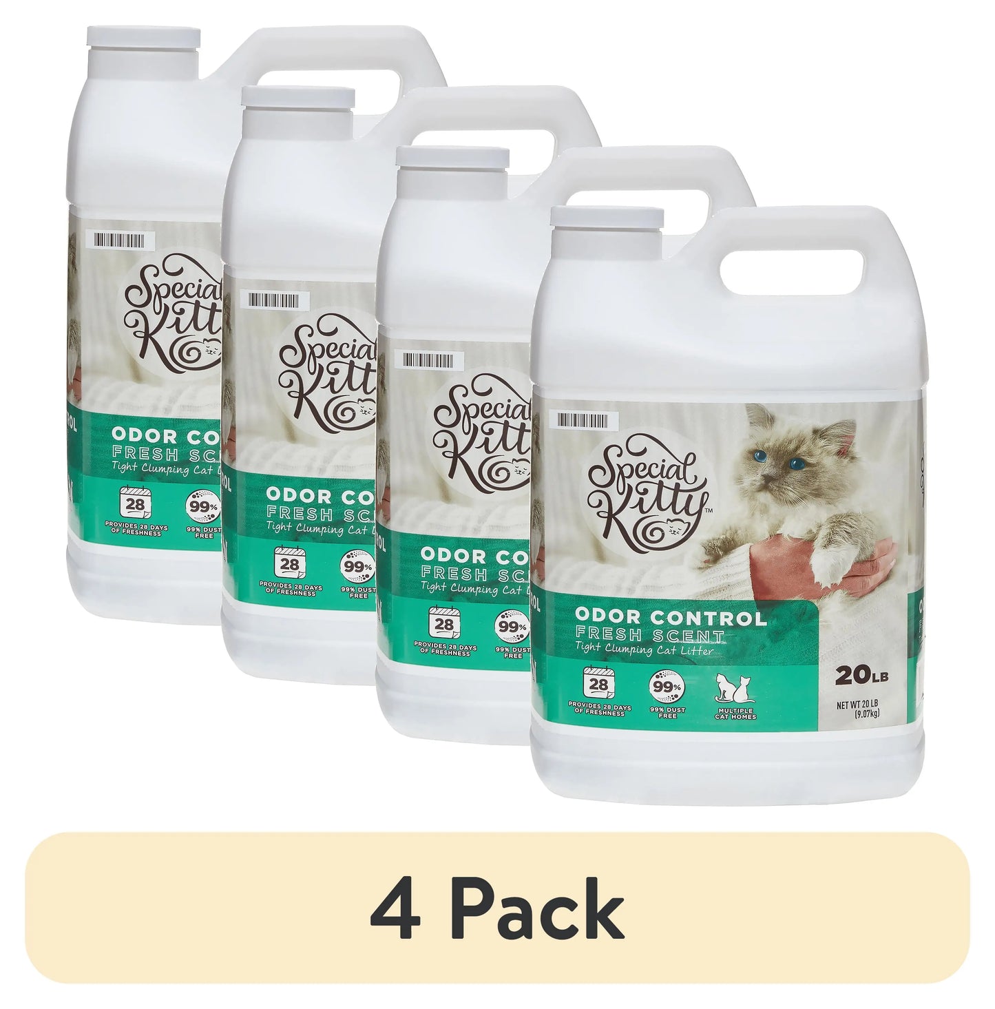 Fresh Scent Clumping Clay Cat Litter 4 Pack For Odor Control