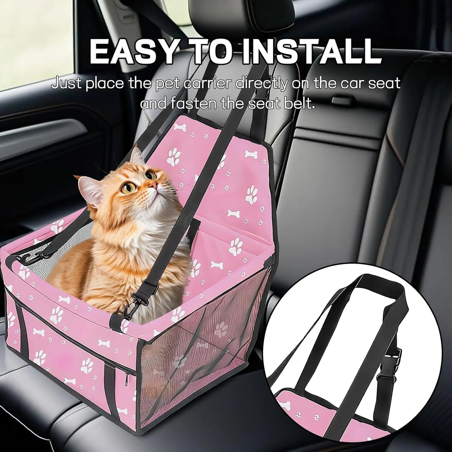Waterproof Pet Car Seat For Small Dogs Cats Oxford Booster With Seatbelt